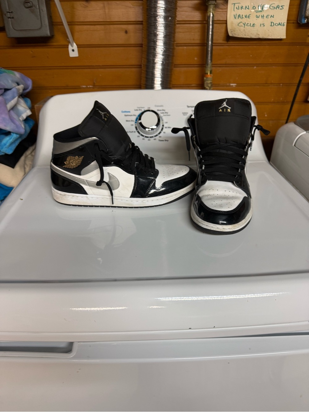 Jordan Black and White Patent Leather High-Top Sneakers
